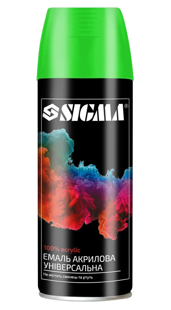 Емаль аерозольна акрилова флуоресцентна RAL 6038 Зелений глянець 400мл Sigma 2736211