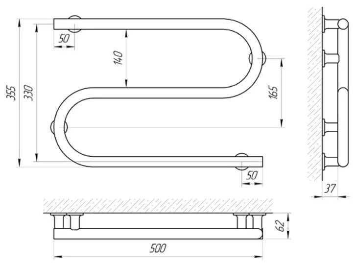 Рушникосушка Електрична Laris Змійовик 25 ЧК2 500 х 330