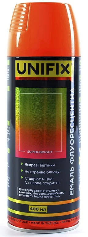 Емаль акрилова флуоресцентна Помаранчева 400мл Unifix (951060)