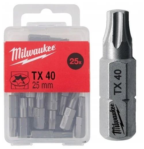 Біта Milwaukee 1/4" L25мм TX40 (25шт) (4932399600)