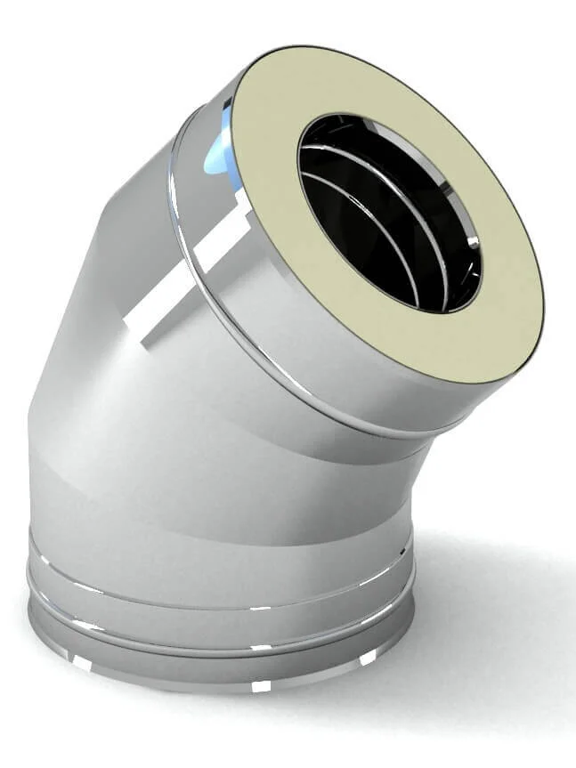 Коліно димохідне утеплене 45° стінка 0,5 мм (нерж/оц)