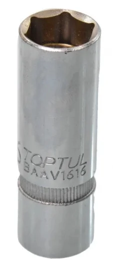 Головка свічкова магнітна тонка Toptul 1/2" 16мм 6-тигранна (BAAV1616)