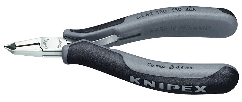Кусачки торцеві для електроніки антистатичні Knipex L=120 мм (64 62 120 ESD)