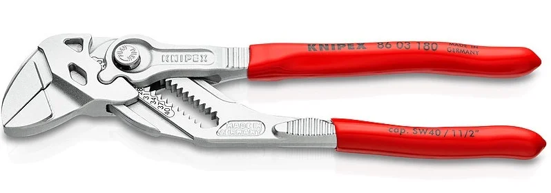 Переставні кліщі і гайковий ключ в одному 1 1/2" (0-40мм) L=180мм Knipex (86 03 180)