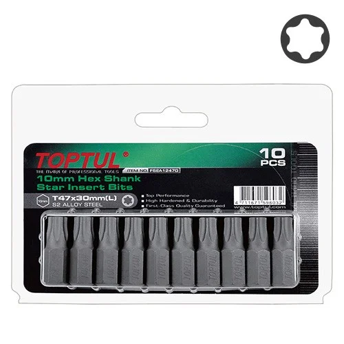 Набір біт 10мм TORX T40 L=30мм 10 шт. на блістері Toptul (FSEA1240G)