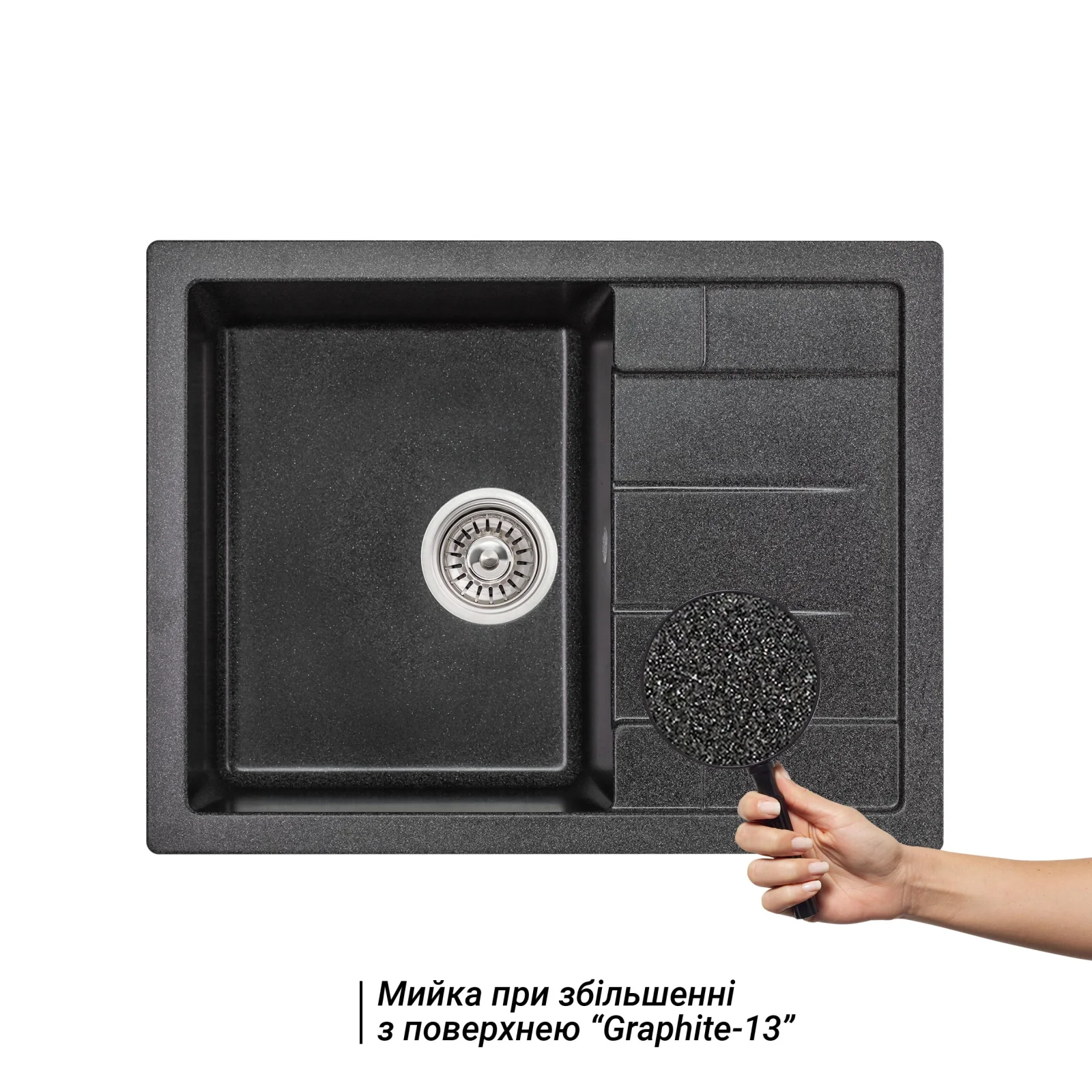 Кухонная мойка Lidz (GRF-13) 650x500/200 Графит - фото 3