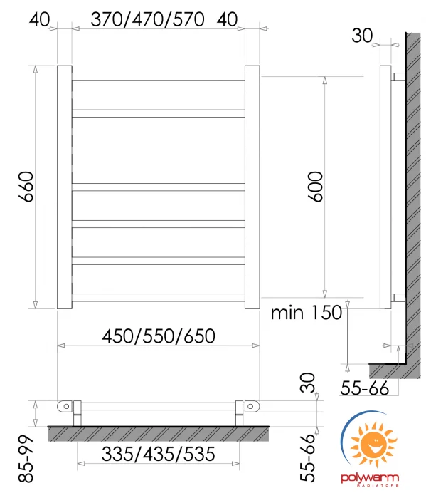 Рушникосушка Polywarm Kraft Sensor ER 6/55 Wi-Fi