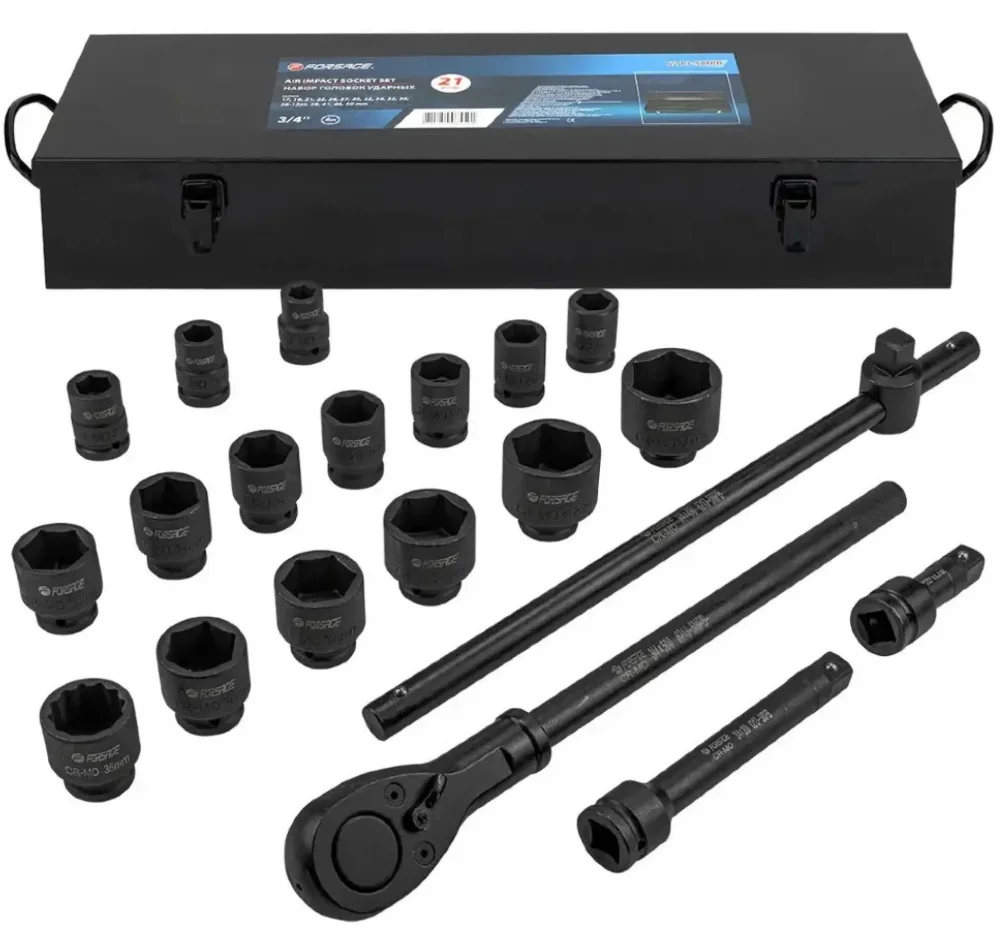 Набір ударних 6-гранних головок 3/4" 21 предмет Forsage (F-6213-5MPB)