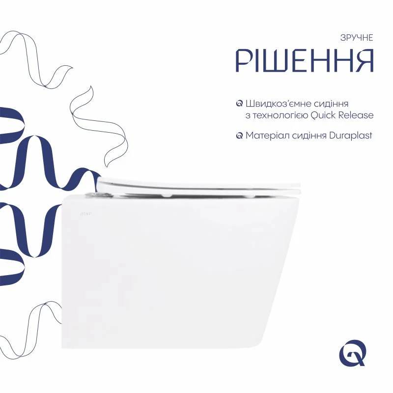Унітаз підвісний Qtap Crow Rimless QT05335171RW (Slim, Duroplast, Soft-close, Quick Release) - фото 4