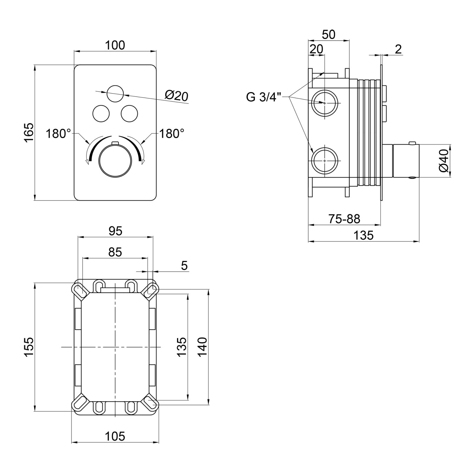 Змішувач для душу Qtap Votice 6443T105NKB Чорний - фото 2