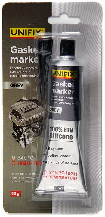 Герметик прокладок силіконовий високотемпературний 85г х 345°С Unifix Сірий (940011)