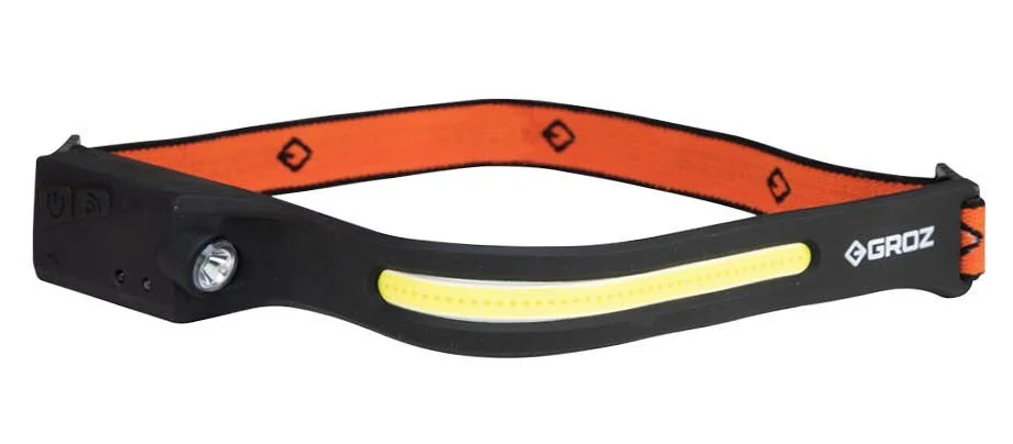 Ліхтар налобний світлодіодний акумуляторний 5W COB + 3W LED 350 Лм Groz LED-250 (55110)