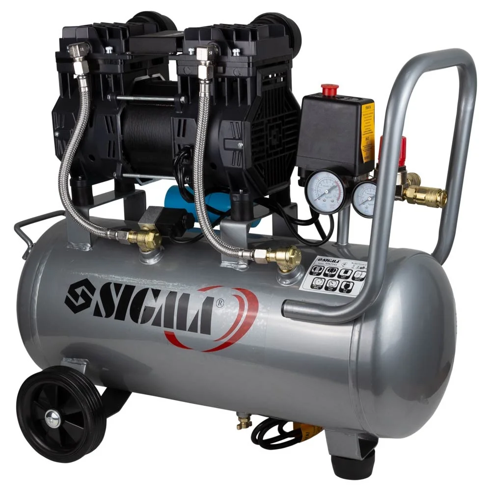 Компресор двоциліндровий безмасляний 1.5кВт 209л/хв 30л Sigma (7042541)