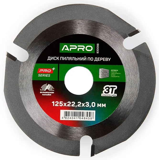 Диск пильний по дереву з твердосплавними напайками 125х22.2мм 3Т APRO (830098)