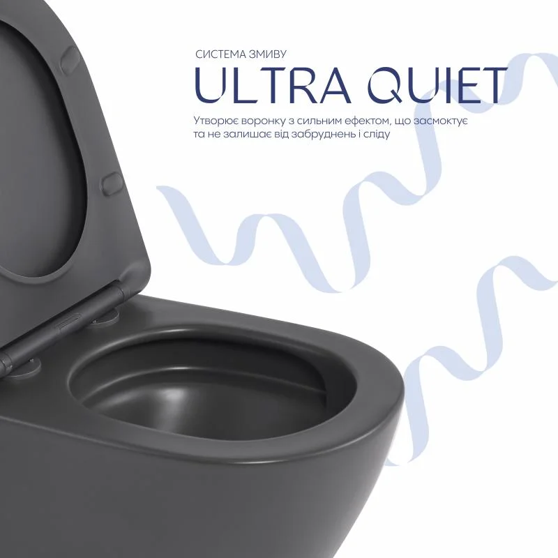 Унітаз підвісний Qtap Robin Ultra Quiet QTROB26AN48995 Антрацит (Slim, Duroplast, Soft-close, Quick Release) - фото 5