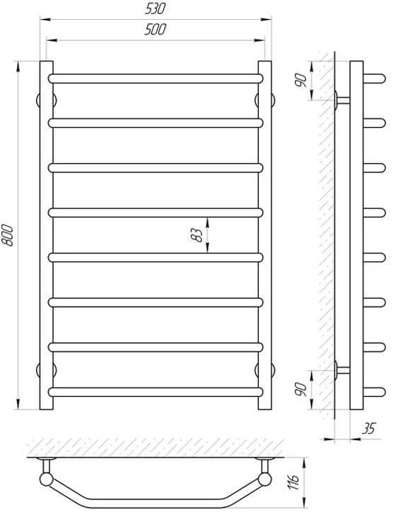 Рушниксушка Електрична Laris Вікторія П8 500 х 800