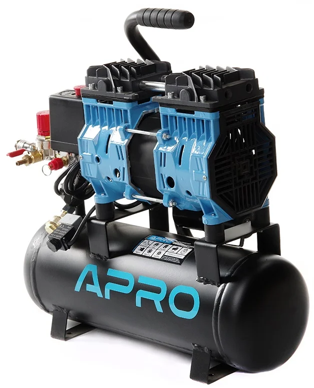 Компресор двоциліндровий безмасляний Apro 0.6кВт 152л/хв 9л (850170)
