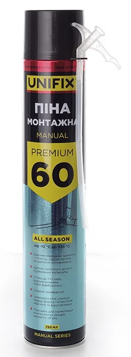 Піна монтажна ручна всесезонна Premium 60л 750мл Unifix (951245)