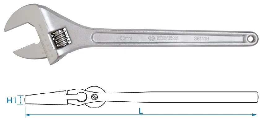 Ключ розвідний 24" King Tony (0-62мм) L=600мм (3611-24HR)