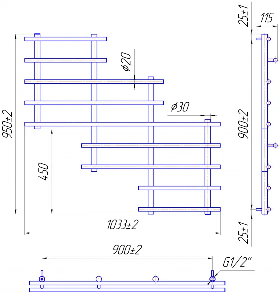 Рушникосушка Mario Сонет 940 х 1030 (нерж)