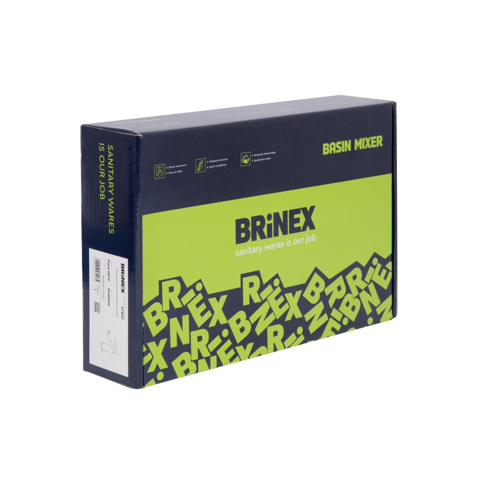 Смеситель для раковины Brinex Pure 001F Бронзовая сталь (Графит) - фото 8