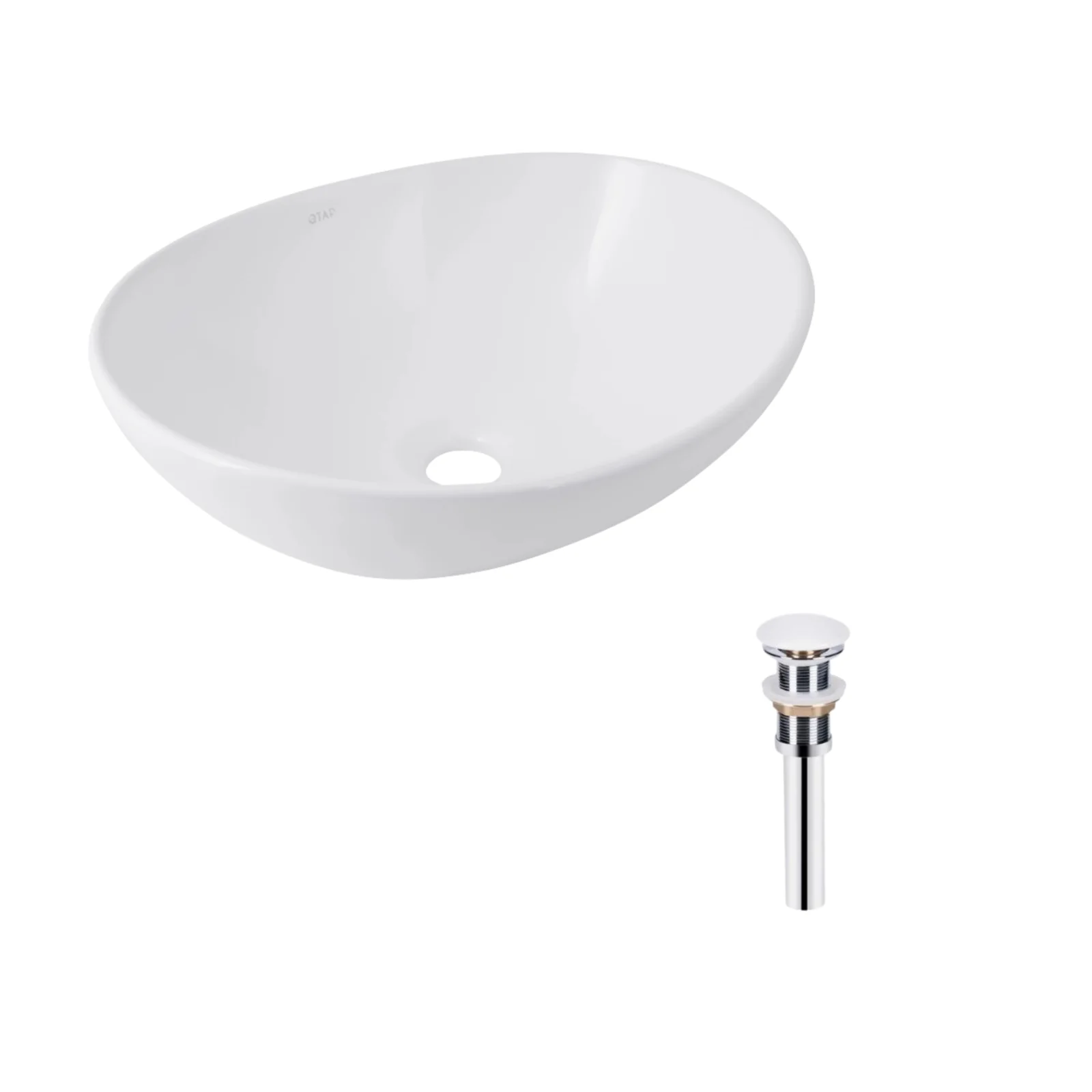 Раковина накладная овальная Qtap Dove 415x340x140 мм White с донным клапаном PU02