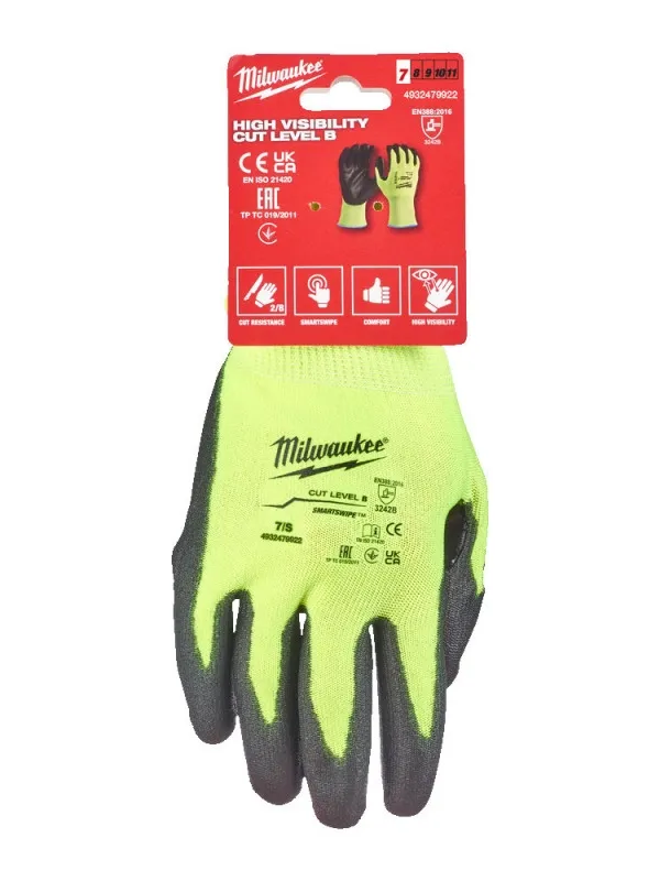 Рукавиці Milwaukee Hi-Vis протипорізні 2/B рівня розмір 11
