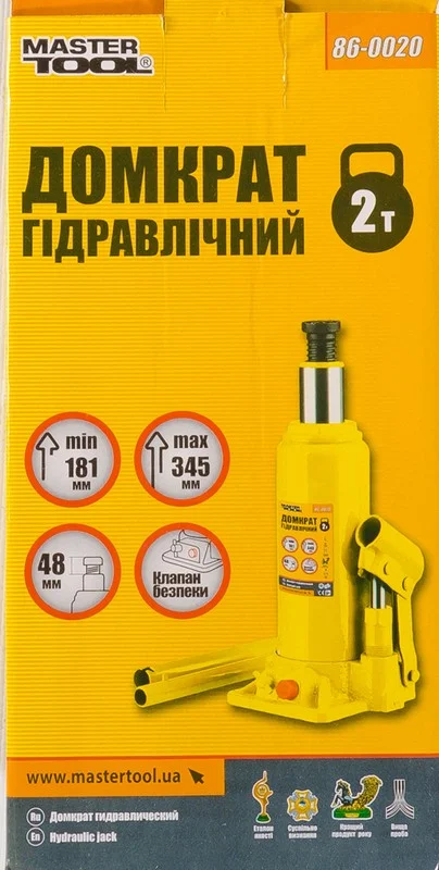 Домкрат гідравлічний пляшковий одноштоковий 2т MasterTool 86-0020 - фото 2