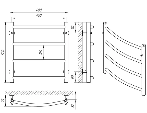 Рушникосушка Laris Класік П4 450 x 500
