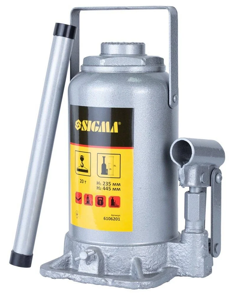 Домкрат гідравлічний пляшковий одноштоковий 20т Standard Sigma 6106201