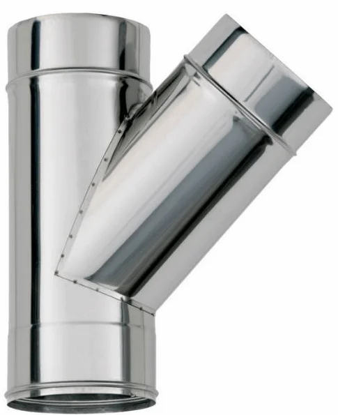 Трійник димохідний 45° стінка 0,5 мм (нерж.)