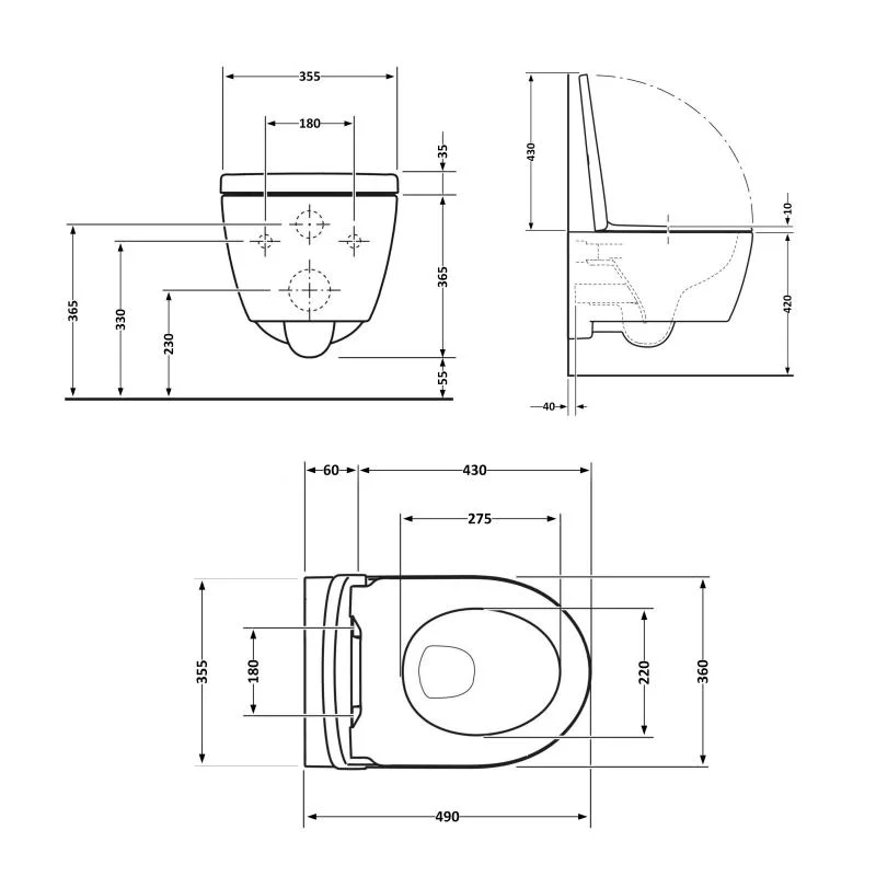 Унітаз підвісний Qtap Taurus QT2433084EUQMB Чорний (Soft-Close) - фото 2