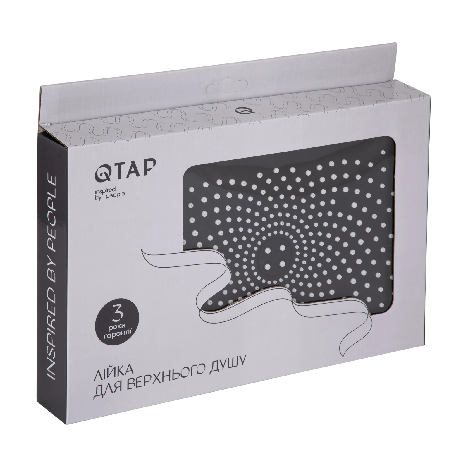 Лейка для верхнего душа Qtap Hlavova 260x180 мм прямоугольная Хром/Черный - фото 5