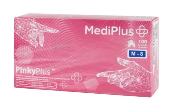 Перчатки смотровые медицинские PinkyPlus (50 пар) размер 7 - фото 4