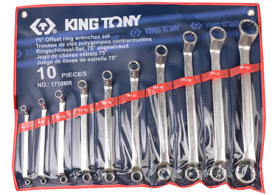 Набір накидних ключів King Tony 6-32 мм 10 од. кут 75° (1710MR)