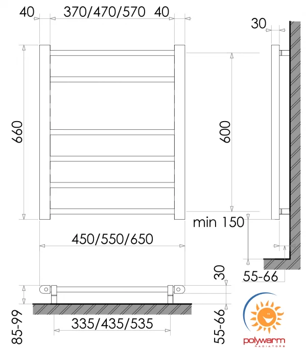 Рушникосушка Polywarm Kraft Sensor ER 6/65 Wi-Fi