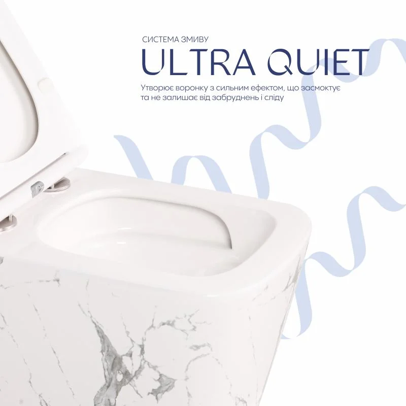 Унітаз підвісний Qtap Tern Ultra Quiet QTTER26MR49002 Мармур (Slim, Duroplast, Soft-close, Quick Release) - фото 5