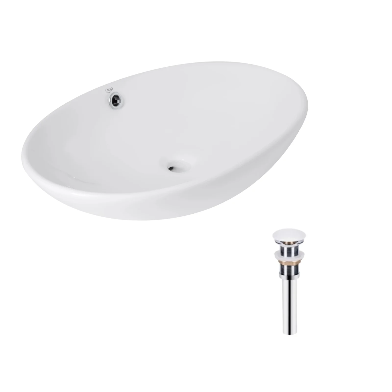 Раковина накладная овальная Qtap Dove 635x420x150 мм White с донным клапаном PU02O