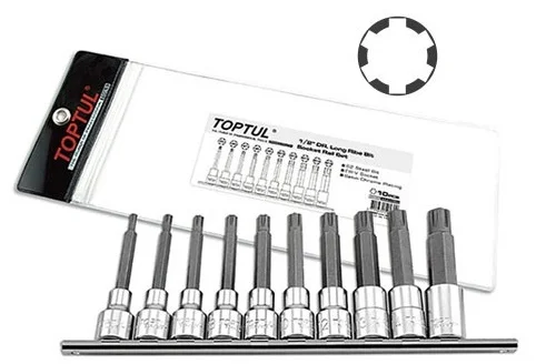 Набір біт впресованих в головку 1/2" L=100мм RIBE M5-M16 10од. Toptul (GAAG1003)
