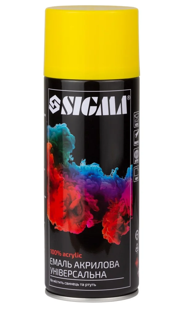 Емаль аерозольна акрилова RAL 1021 Канарково-Жовтий глянець 400мл Sigma 2737021