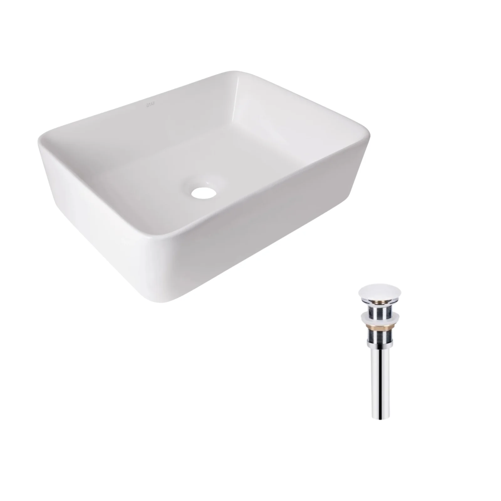 Раковина накладная прямоугольная Qtap Tern 480х370х135 мм White с донным клапаном PU02