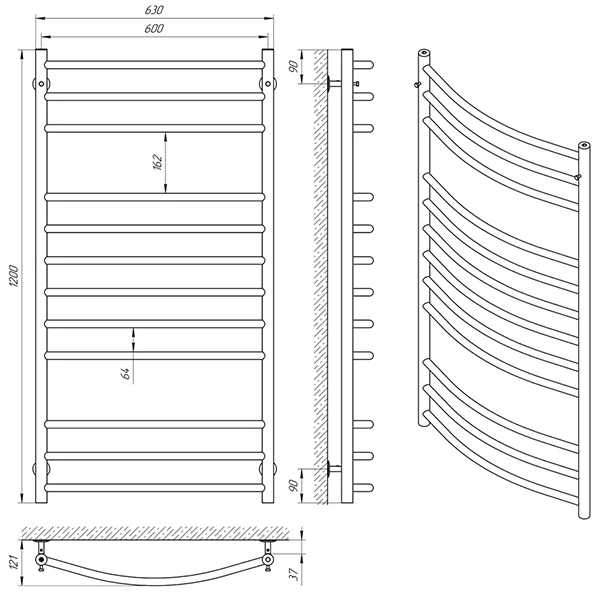 Рушникосушка Laris Класік П12 600 x 1200