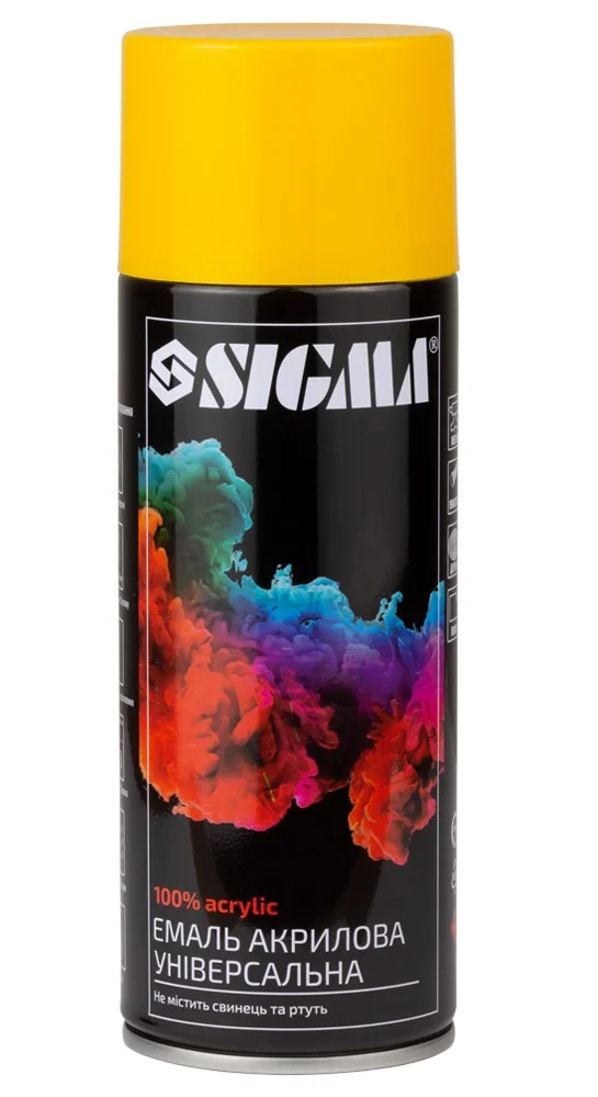 Емаль аерозольна акрилова RAL 1028 Жовтий глянець 400мл Sigma 2737011
