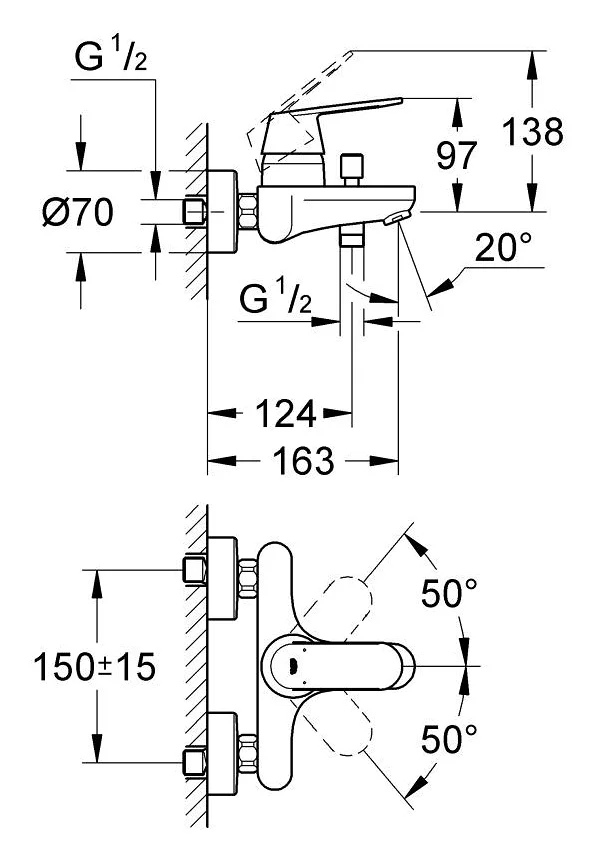 Смеситель для душа и ванны Grohe Eurosmart Cosmopolitan 32831000 - фото 2