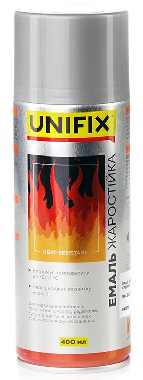 Емаль жаростійка RAL 9022 Срібло 400мл Unifix (941039)