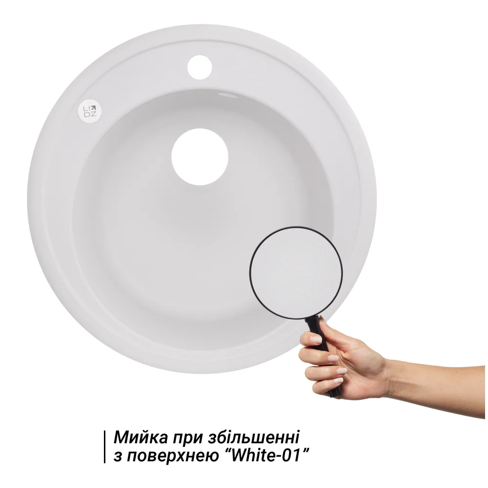 Кухонная мойка Lidz (WHI-01) 510/200 Белый - фото 3