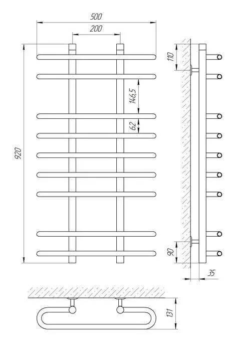 Рушникосушка Laris Сахара П9 500 x 900