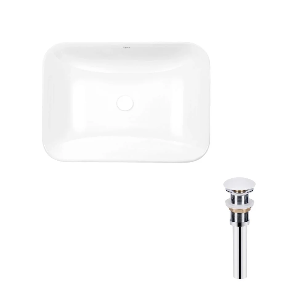 Раковина врезная прямоугольная Qtap Scorpio 615х390х150 мм White с донным клапаном PU02