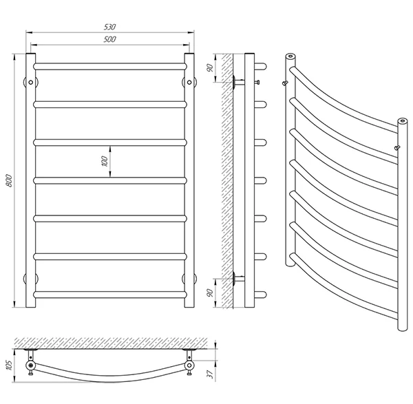 Рушникосушка Laris Флеш П7 500 x 800