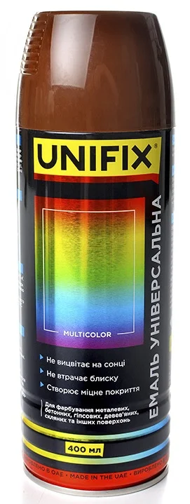 Емаль акрилова універсальна RAL 8008 Коричневий оливковий глянець 400мл Unifix (951033)
